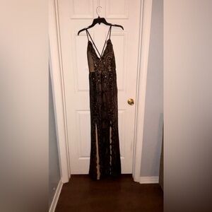 Giffniseti Black Floral Mesh Dress